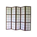Pegane - paravent japonais shoji en bois noir 5 pans Pegane - paravent japonais shoji en bois noir 5 pans