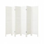 Pegane - paravent persienne de 6 pans en bois, coloris blanc lasur - dim : h170 x l240cm