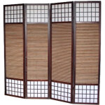 Pegane - paravent séparateur de pièce en bois et bambou coloris marron hauteur 2 m - 4 pans Pegane - paravent séparateur de pièce en bois et bambou coloris marron hauteur 2 m - 4 pans