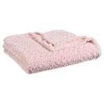 Pegane - plaid imitation fourrure bouclée en rose, l. 230 x l. 180 cm Pegane - plaid imitation fourrure bouclée en rose, l. 230 x l. 180 cm