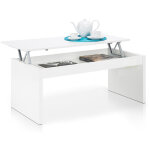 Pegane - table basse blanc brillant avec plateau relevable