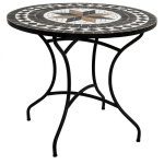Pegane - table de repas ronde en mosaique coloris noir - d. 90 x h. 75 cm