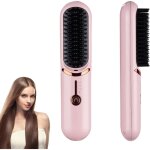 Peigne chauffant, brosse lissante sans fil, portable et pratique pour les voyages, rechargeable par usb, ...