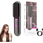 Peigne chauffant, brosse lissante sans fil, portable et pratique pour les voyages, rechargeable par usb, ...