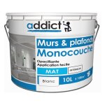 Addict - peinture acrylique monocouche murs et plafonds, blancc mat, 10 litres Addict - peinture acrylique monocouche murs et plafonds, blancc mat, 10 litres