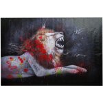 Mendler - peinture  l'huile lion hwc - h25, peinture sur toile xl, peinte  la main - 180x120cm
