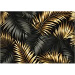 Peinture murale feuilles or noir glamour chambre salon interligne 150x105