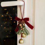 Pendentif �l�gant pour sapin de nol, nud en velours, clochettes et pommes de pin, d�coration de nol, ...