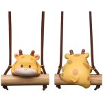 Pendentif de r�troviseur en forme de girafe, d�coration de voiture pour femmes et enfants, jaune