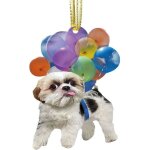 Pendentif rtroviseur de voiture, ornement chien suspension voiture avec ballon color, mignon drle ...