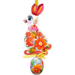 Pendentif ?uf de p�ques lapin - d�coration murale th�me p�ques pour fen�tre et porte