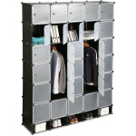Relaxdays - penderie armoire cubes tagre rangement 25 casiers plastique modulable diy bibliothque ...