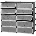 Haloyo - penderie etagre  chaussures modulable diy meuble rangement modules en plastique 10 cubes noir ...