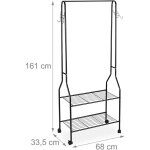 Penderie garde - robe portant à roulettes avec étagères noir Penderie garde - robe portant à roulettes avec étagères noir