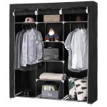 Penderie tissu non tiss 3 portes noir 175 x 150 x 45cm