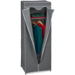 Penderie en tissu avec tringle  vtements et 1 tagre, hlp 157x60x45 cm, armoire pliante, solide, anthracite ...