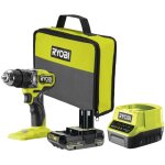 Ryobi - perceuse  percussion brushless 60nm rpd18c1 18v one + hp avec batterie 2ah, chargeur et sac