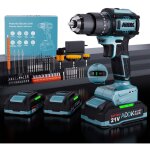 Perceuse sans fil - marque - 21 v - 2 batteries 1, 5 ah - 24 + 3 vitesses - 65 nm avec led Perceuse sans fil - marque - 21 v - 2 batteries 1, 5 ah - 24 + 3 vitesses - 65 nm avec led
