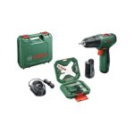Perceuse visseuse bosch easydrill 1200 avec 2 batteries, 1 chargeur, une mallette avec embouts