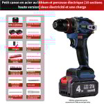 Perceuse visseuse percussion sans fil 21v 4, 5ah avec ensemble de 15 pi�ces, 2 batteries , bleu