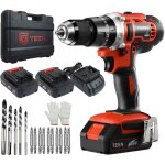 Perceuse visseuse � percussion sans fil teeno deux batteries de 2ah - 13mm mandrin auto - serrant - rouge ...
