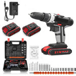 Perceuse - visseuse rechargeable 21v sans fil, 2 batteries 1, 2ah incluses, 25 + 2 r�glages, id�ale pour ...
