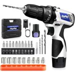 Perceuse visseuse sans fil avec 2 batteries lithium - ion, 12v combi et percussion, 18 + 1 couple 2 vitesses, ...