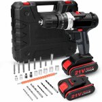 Perceuse visseuse sans fil 21v, visseuse devisseuse avec 2 batteries, 30nm percussion, 25 + 3 rglages ...