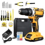 Perceuse visseuse sans fil 48v, visseuse devisseuse avec 2 batteries 2. 0ah, 42nm percussion, 20 accessoires, ... Perceuse visseuse sans fil 48v, visseuse devisseuse avec 2 batteries 2. 0ah, 42nm percussion, 20 accessoires, ...