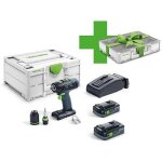 Festool - perceuse visseuse sans fil 18v t18 + 3 hpc 4, 0 i - plus avec 2x 4, 0 ah batteries et chargeur ...