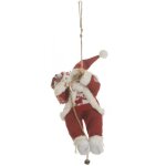 P�re no�l grimpeur sur corde en habit rouge et fourrure blanche h 30 cm - feeric christmas