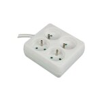 Bloc multiprise, 4 prises - carr - cble de 1. 5 m - blanc - terre franaise