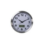 Horloge murale en aluminium avec cran lcd et thermomtre, hygromtre & prvisions mto -  35 cm wc102 ...