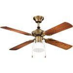 Perenz - ventilateur de plafond 7064 ob avec lumi�re, noyer fonc�, d. 105 cm, 4 pales, moteur ac 50w ...