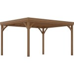 Pergola 4 x 3 m en bois traditionnelle autoportante avec 4 pieds toit terrasse � d�corer - marron - marron ...