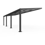 Pergola adoss�e en aluminium avec toit coulissant - 27 m� - anthracite - izeda