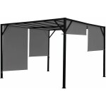 D�coshop26 - pergola arche pavillon de jardin terrasse auvent structure acier stable 6cm + toit ouvrant ...