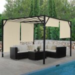 Mendler - pergola baia, pavillon de jardin, cadre stable  6 cm en acier + toit ouvrant 4x4m