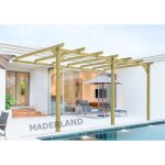 Maderland - pergola en bois adosse - modle oviedo - 510 x 420 cm