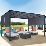 Idmarket - pergola coulissante 2 pans 3x4 m belvdre de jardin toile gris anthracite