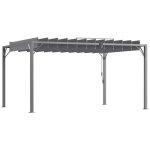 Pergola d'ext�rieur 4 x 3 m avec toit r�tractable, tonnelle de patio en aluminium � lames orientables ...