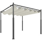 Pergola de jardin 3x3 m avec toit coulissant et auvent, abri ext�rieur upf30 + , structure m�tallique ...
