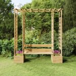 Pergola de jardin avec banc et jardinières bois de pin imprégné Pergola de jardin avec banc et jardinières bois de pin imprégné