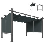 Pergola de jardin - outsunny - stores automatiques, coulissante r�tractable et protection uv50 + - aluminium ...