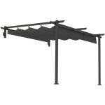 Pergola murale 3x3m, toit de terrasse r�glable et r�sistant au vent, pour jardin et terrasse, couleur ...
