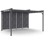 Pergola persienne 3x4 m gris anthracite avec toit r�tractable et 4 pans modulables