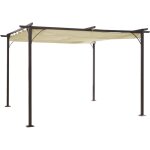 Pergola rtractable 3, 5l x 3, 5l x 2, 30h m structure mtal poxy anticorrosion noire + toile polyester ...