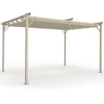 Pergola toit r�tractable 4 pieds 3x4 m tonnelle structure beige et toile beige