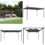 Pergola avec toit r�tractable anthracite 395x292x230 cm - abri de jardin - pergola anthracite