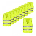Perle rare avertissement gilet / gilet de s�curit� n�on jaune avec rayures fluorescentes : 10 pi�ces